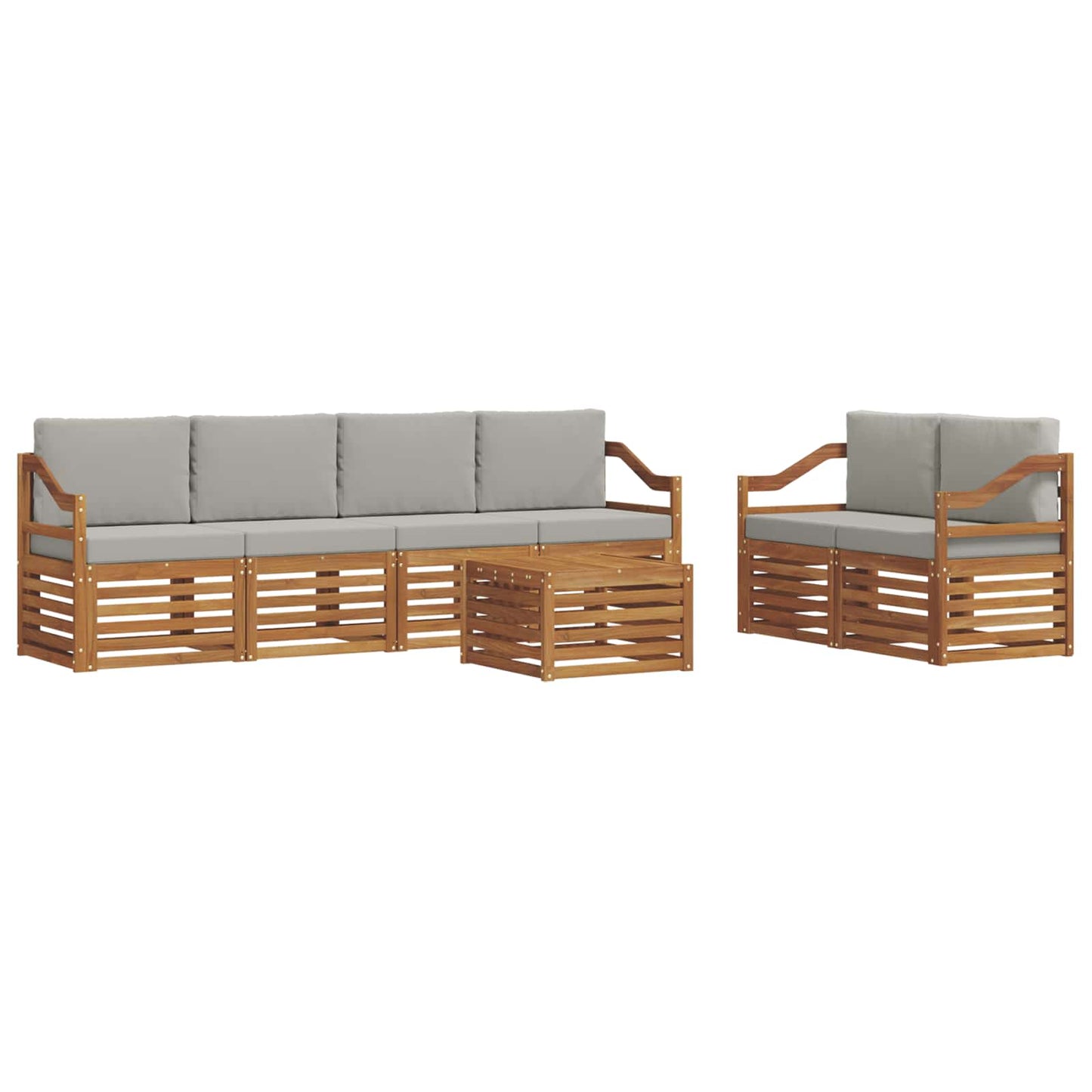 vidaXL Σειρά Καναπέ Εξωτερικού 7 pcs Φυσικό και Ανοιχτό Γκρι