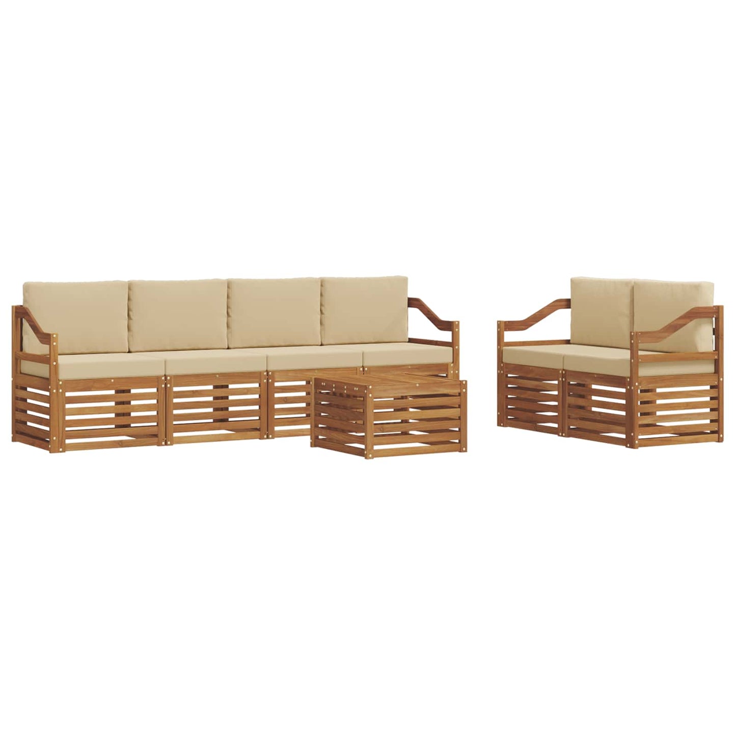 vidaXL Σειρά Καναπέ Εξωτερικού με μαξιλάρι 7 pcs Φυσικό και Μπεζ