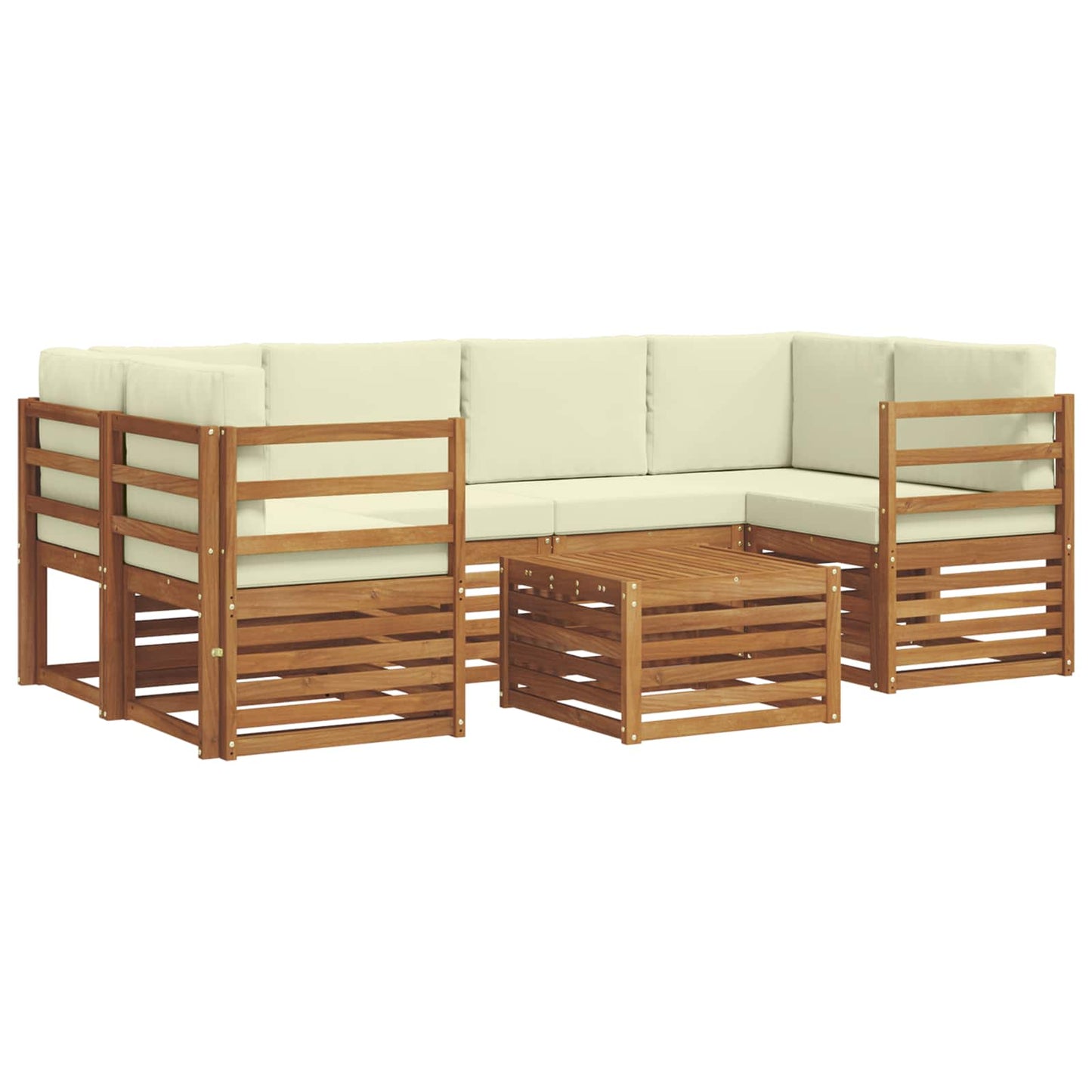 vidaXL Σειρά Καναπέ Εξωτερικού με μαξιλάρι 7 pcs Φυσικό και Κρέμα