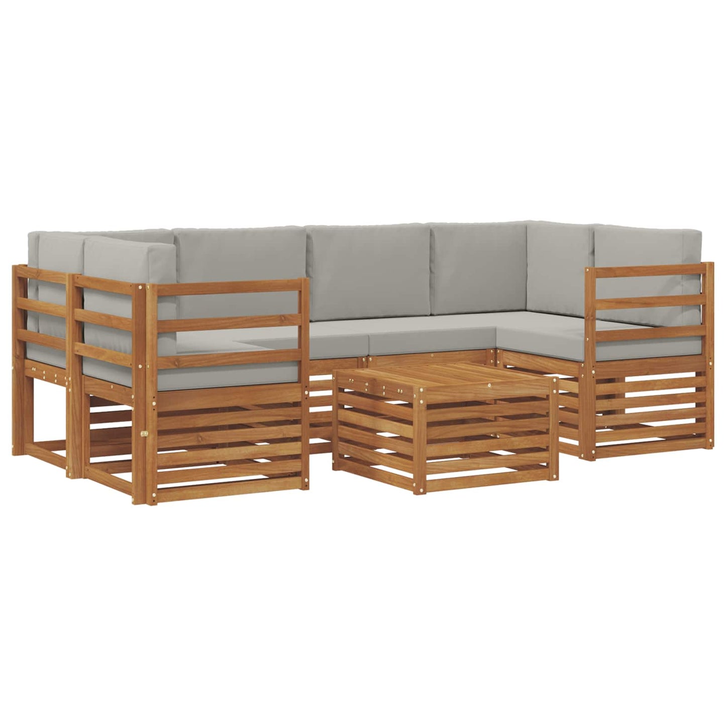 vidaXL Σειρά Καναπέ Εξωτερικού 7 pcs Φυσικό και Ανοιχτό Γκρι