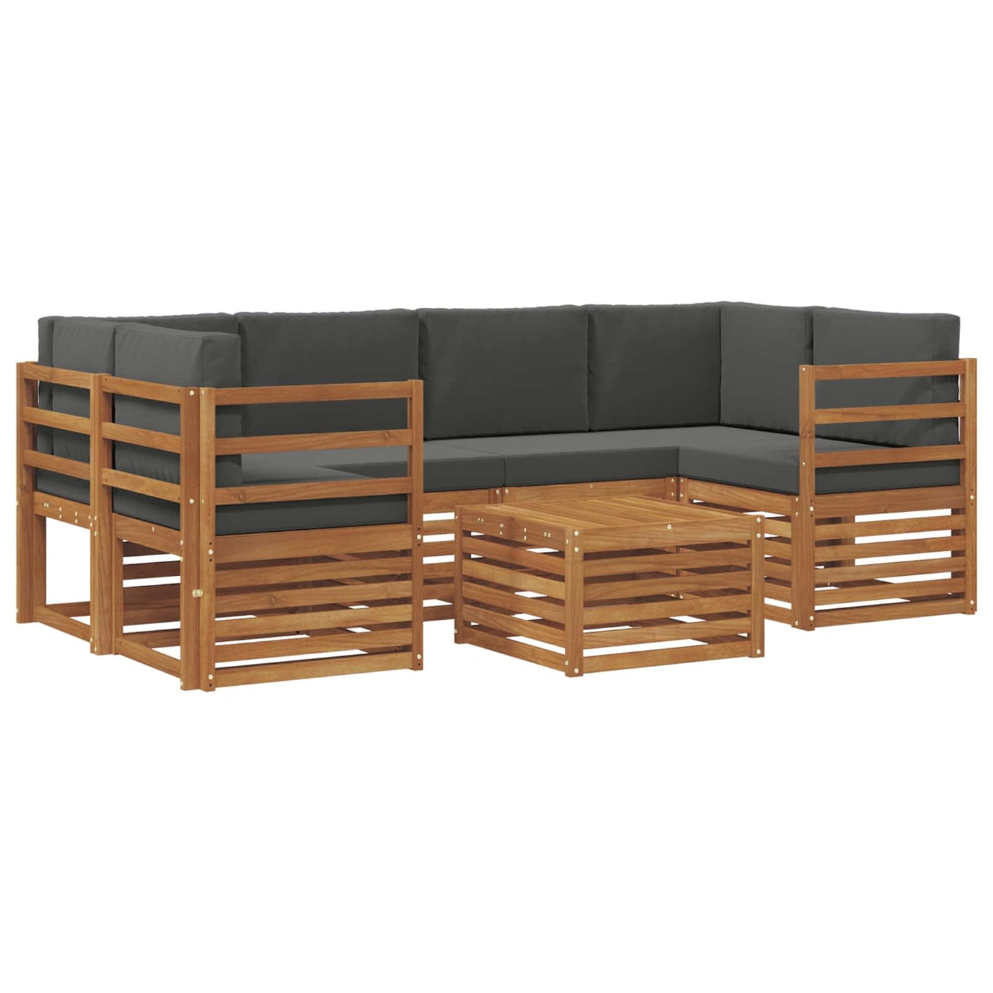 vidaXL Σειρά Καναπέ Εξωτερικού με μαξιλάρι 7 pcs Φυσικό και Ανθρακί