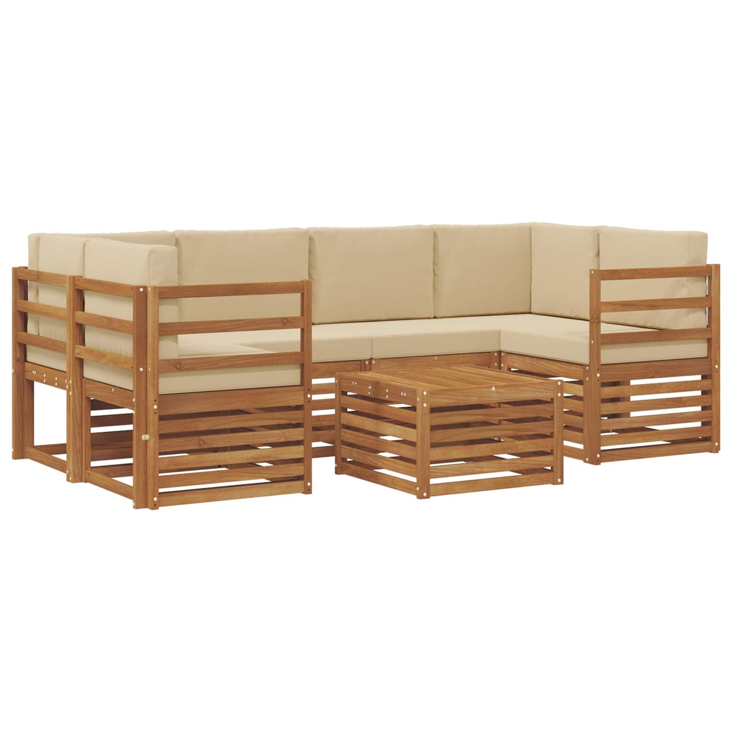 vidaXL Σειρά Καναπέ Εξωτερικού με μαξιλάρι 7 pcs Φυσικό και Μπεζ