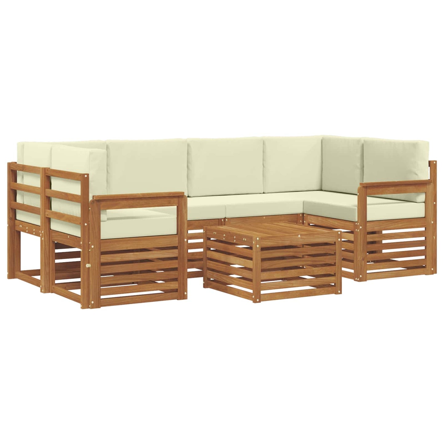 vidaXL Σειρά Καναπέ Εξωτερικού με μαξιλάρι 7 pcs Φυσικό και Κρέμα
