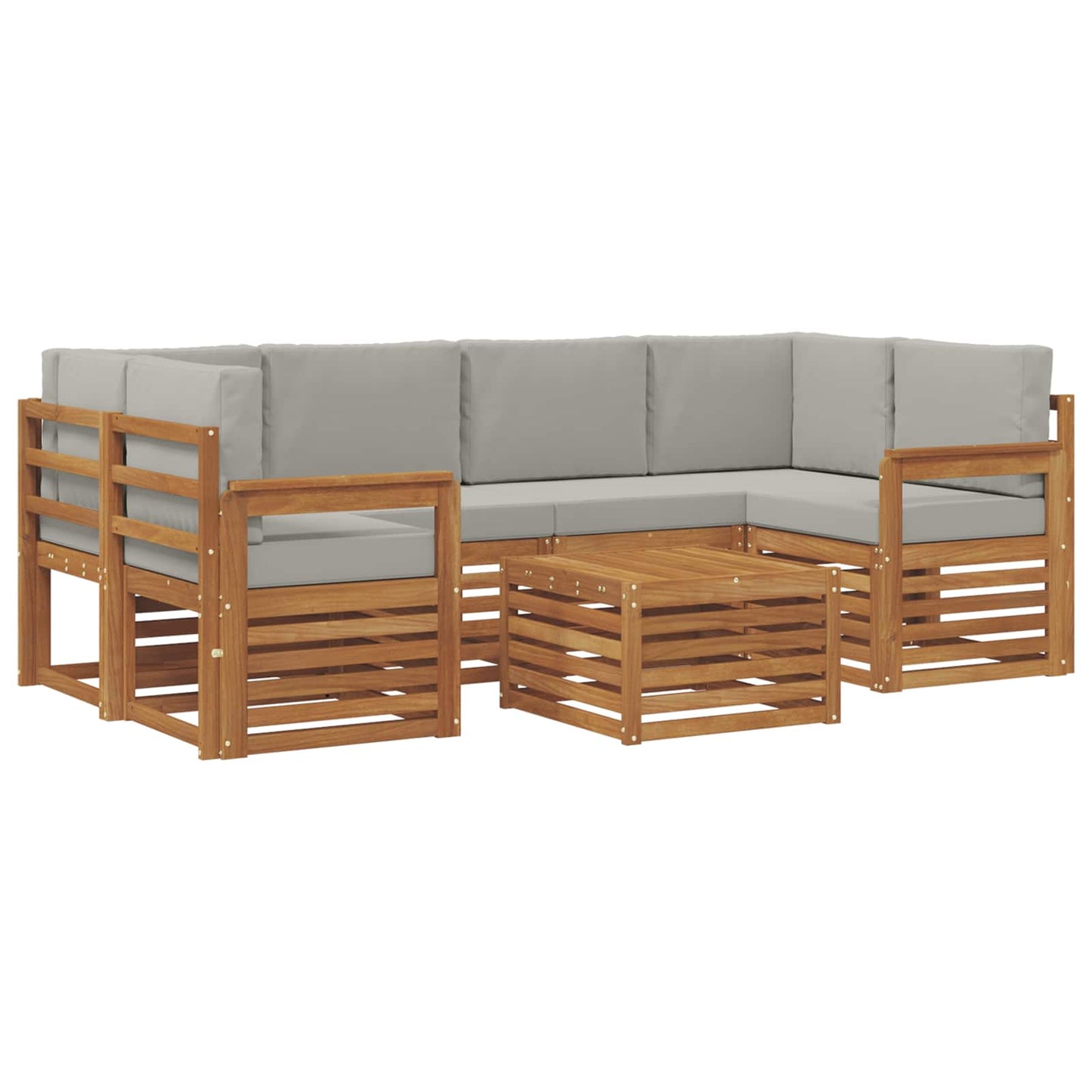 vidaXL Σειρά Καναπέ Εξωτερικού 7 pcs Φυσικό και Ανοιχτό Γκρι