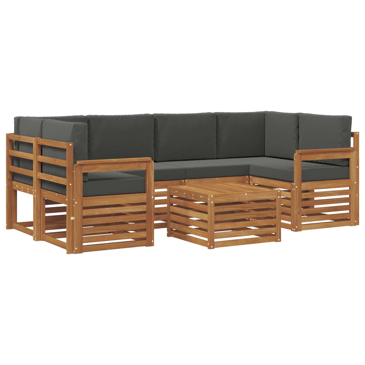 vidaXL Σειρά Καναπέ Εξωτερικού με μαξιλάρι 7 pcs Φυσικό και Ανθρακί