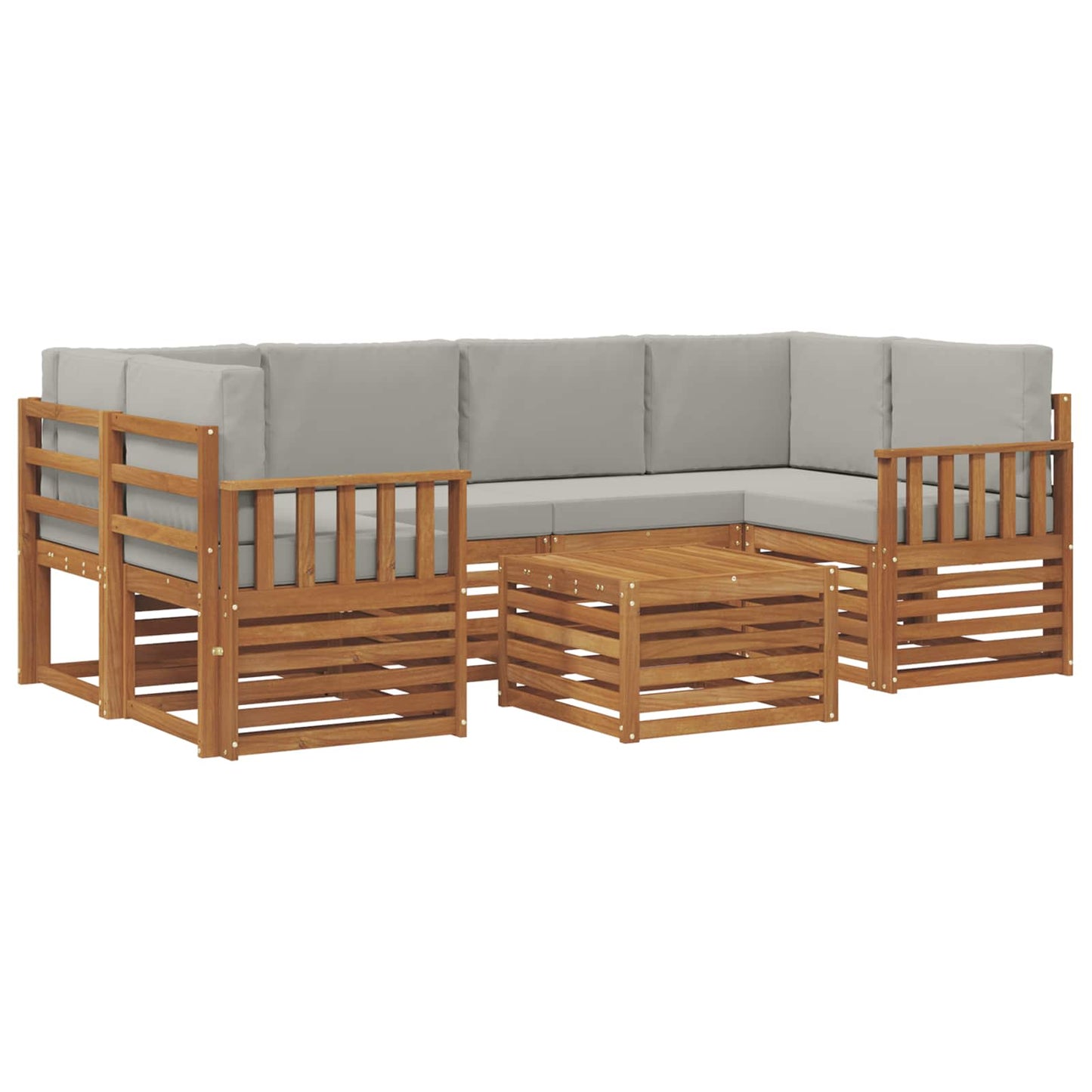 vidaXL Σειρά Καναπέ Εξωτερικού 7 pcs Φυσικό και Ανοιχτό Γκρι