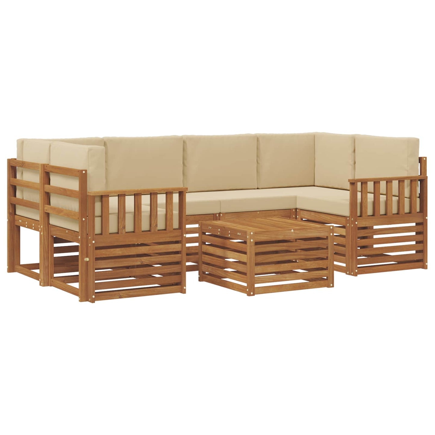 vidaXL Σειρά Καναπέ Εξωτερικού με μαξιλάρι 7 pcs Φυσικό και Μπεζ