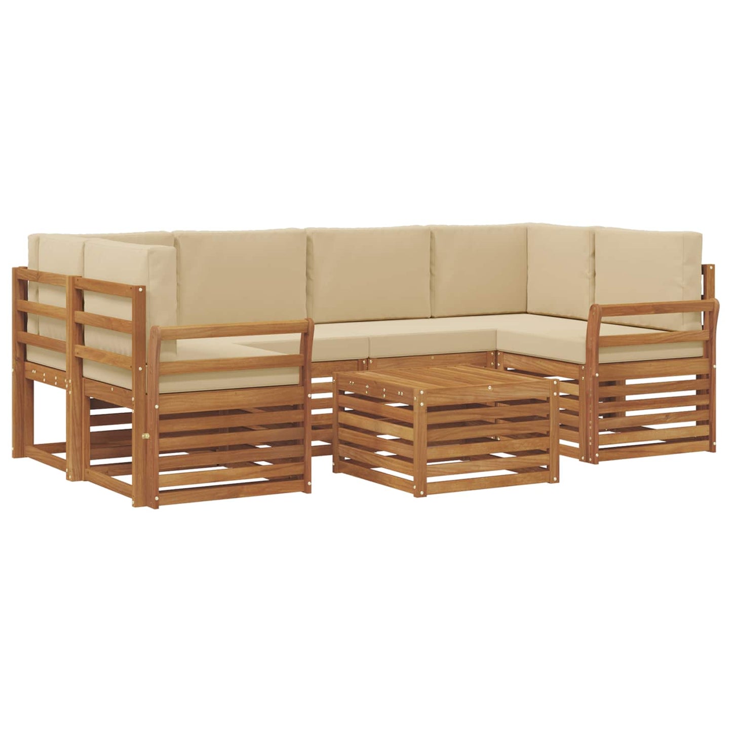vidaXL Σειρά Καναπέ Εξωτερικού με μαξιλάρι 7 pcs Φυσικό και Μπεζ