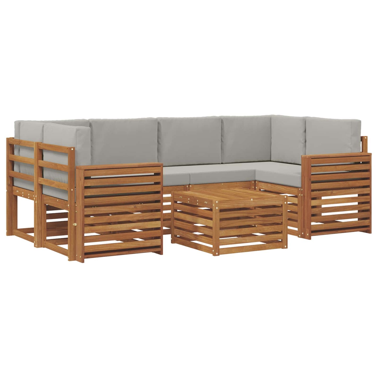 vidaXL Σειρά Καναπέ Εξωτερικού 7 pcs Φυσικό και Ανοιχτό Γκρι