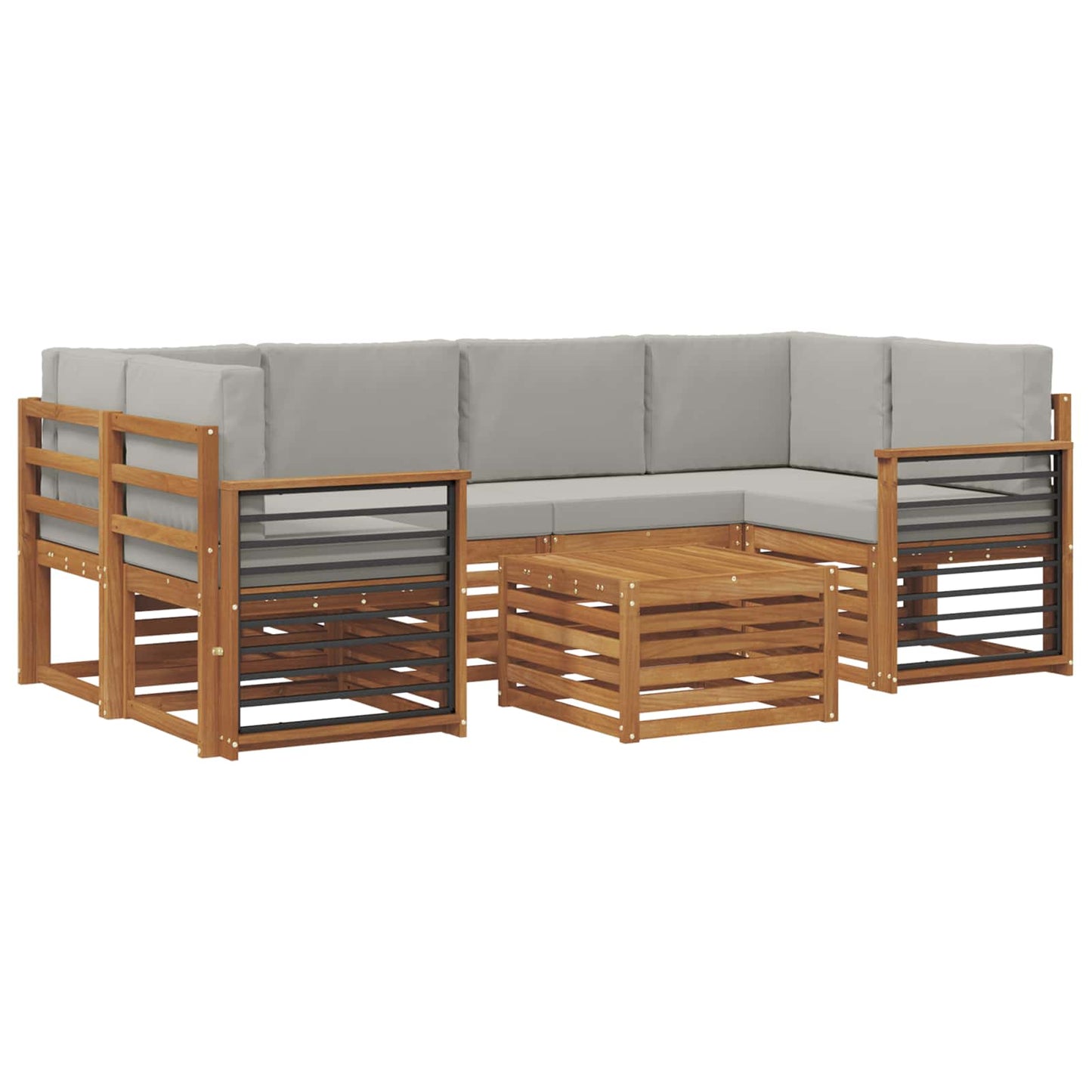 vidaXL Σειρά Καναπέ Εξωτερικού 7 pcs Φυσικό και Ανοιχτό Γκρι