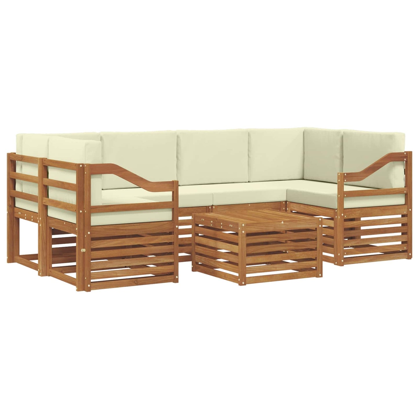 vidaXL Σειρά Καναπέ Εξωτερικού με μαξιλάρι 7 pcs Φυσικό και Κρέμα