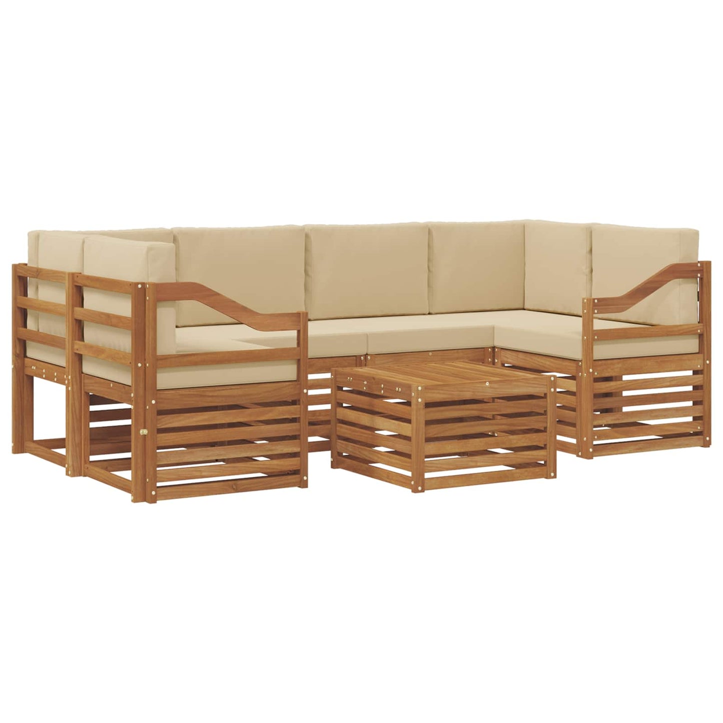 vidaXL Σειρά Καναπέ Εξωτερικού με μαξιλάρι 7 pcs Φυσικό και Μπεζ