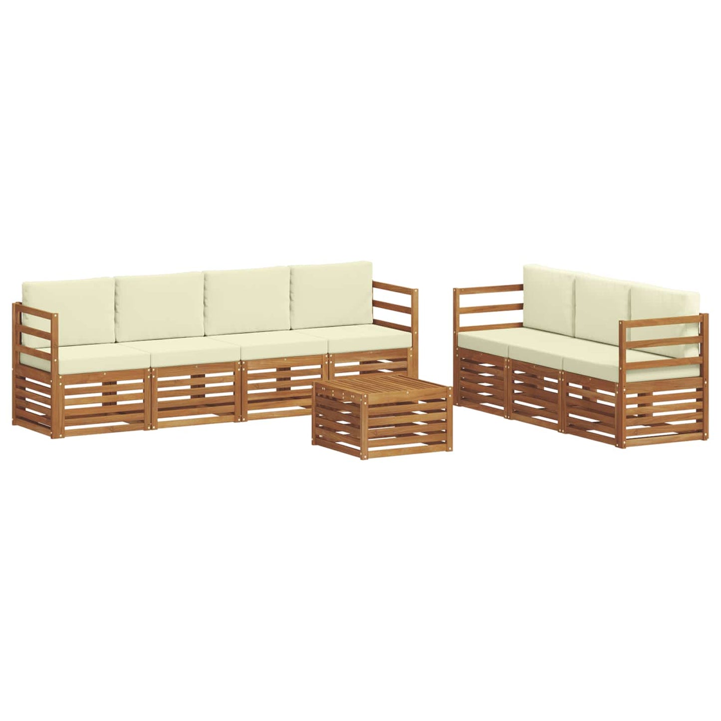 vidaXL Σετ Καναπέ 8 pcs Φυσικό και Κρέμα Στερεό Ξύλο Ακακίας