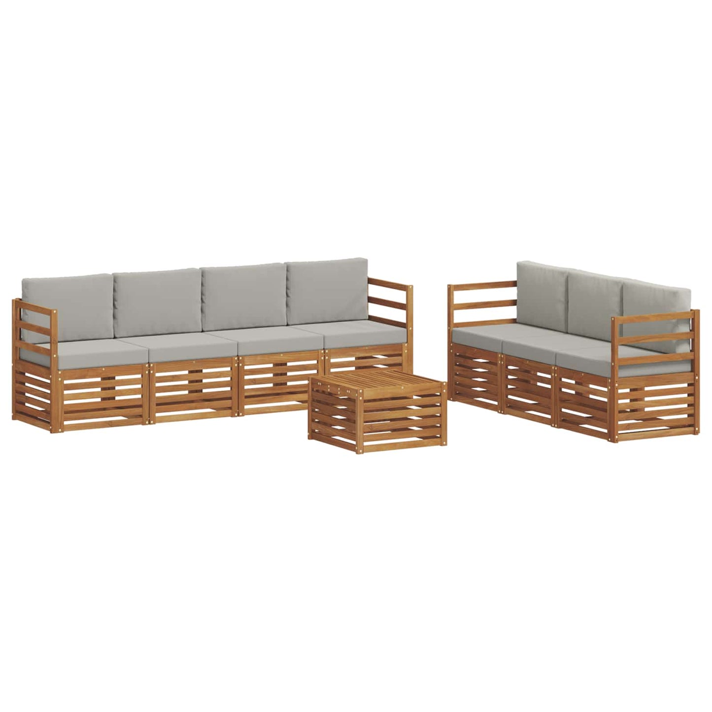 vidaXL Σετ Καναπέ 8 pcs Φυσικό και Ανοιχτό Γκρι Στερεό Ξύλο Ακακίας