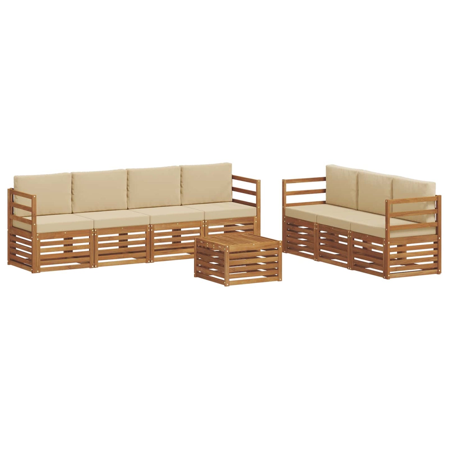 vidaXL Σετ Καναπέ 8 pcs Φυσικό και Μπεζ Στερεό Ξύλο Ακακίας