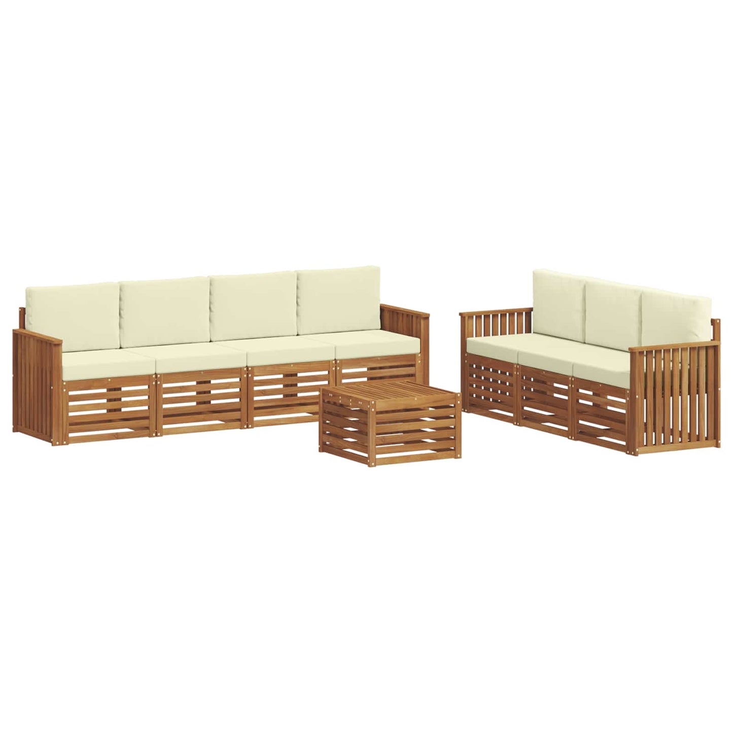 vidaXL Σετ Καναπέ 8 pcs Φυσικό και Κρέμα Στερεό Ξύλο Ακακίας