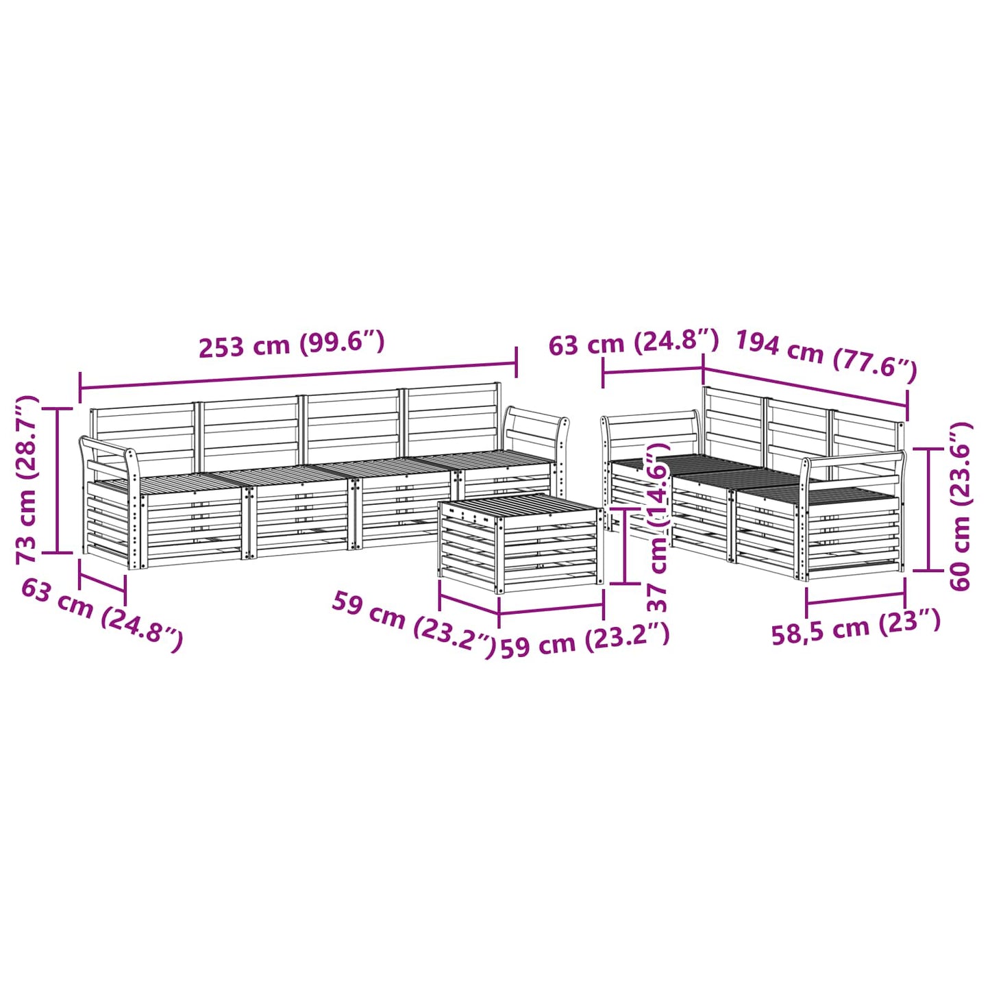 vidaXL Σετ Καναπέ 8 pcs Φυσικό Στερεό Ξύλο Ακακίας