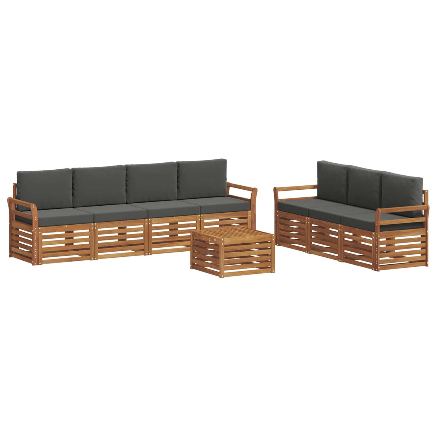 vidaXL Σετ Καναπέ 8 pcs Φυσικό και Ανθρακί Στερεό Ξύλο Ακακίας