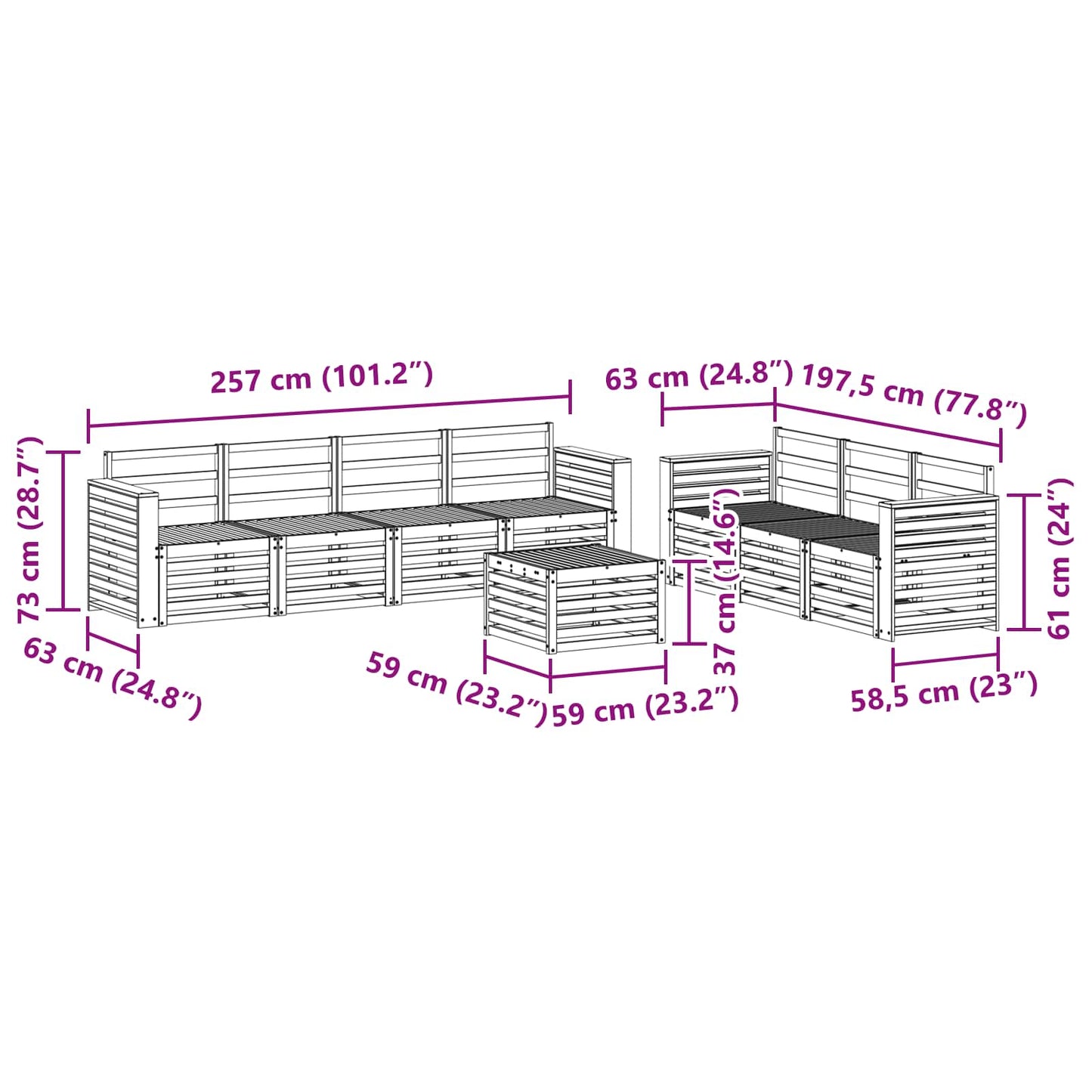 vidaXL Σετ Καναπέ 8 pcs Φυσικό Στερεό Ξύλο Ακακίας