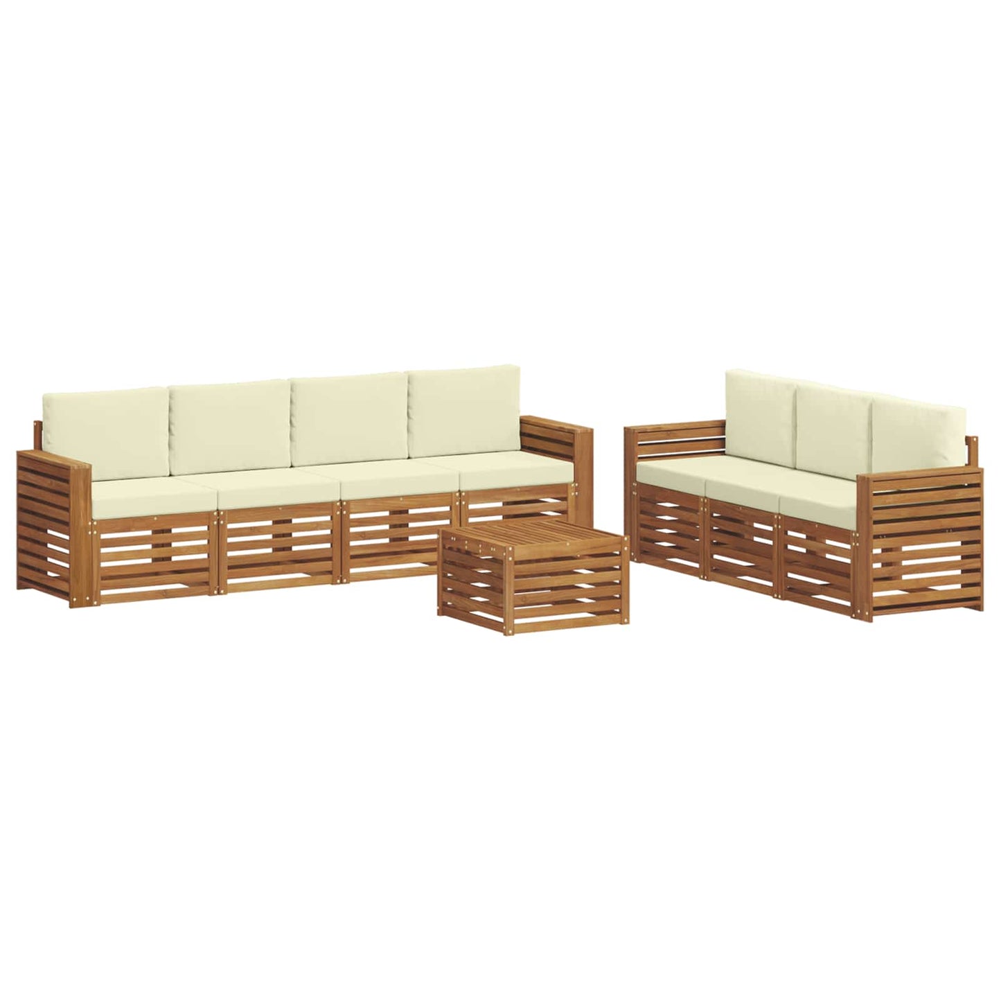 vidaXL Σετ Καναπέ 8 pcs Φυσικό και Κρέμα Στερεό Ξύλο Ακακίας