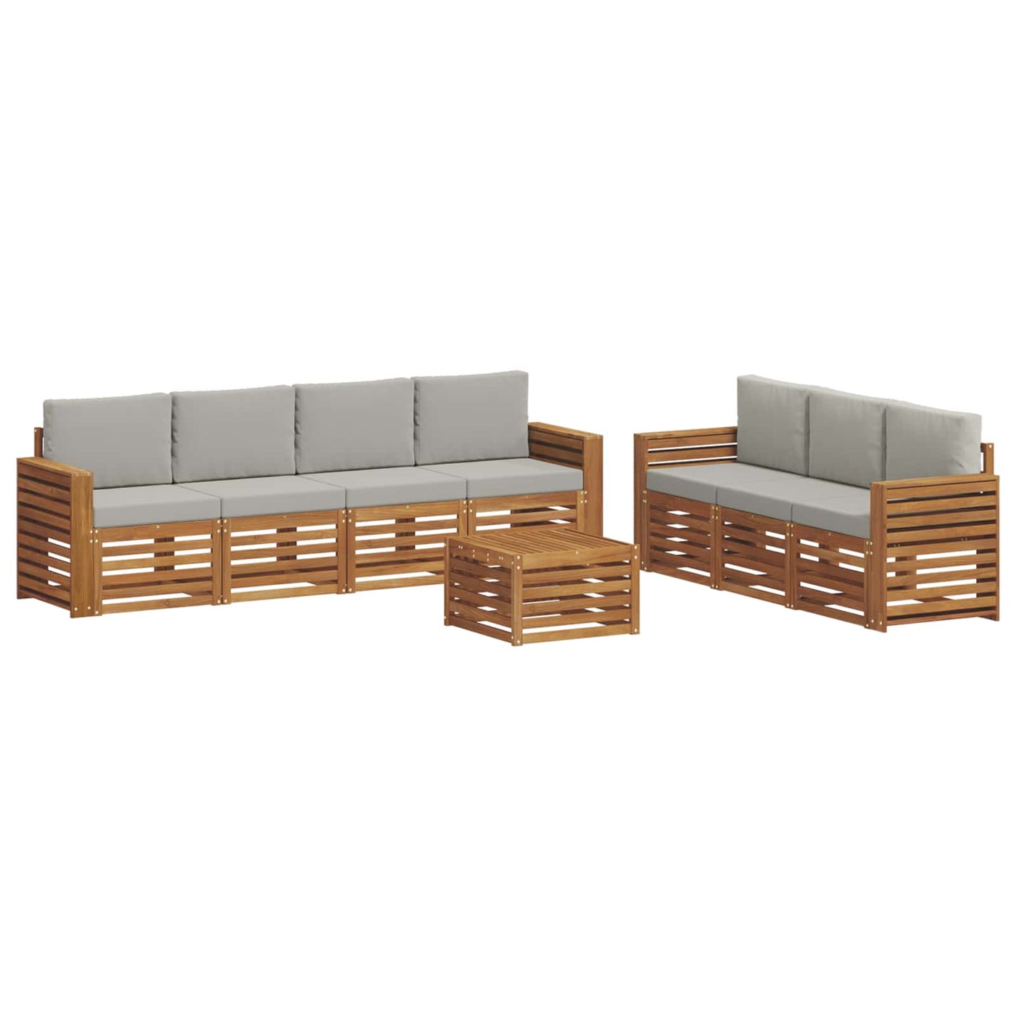vidaXL Σετ Καναπέ 8 pcs Φυσικό και Ανοιχτό Γκρι Στερεό Ξύλο Ακακίας