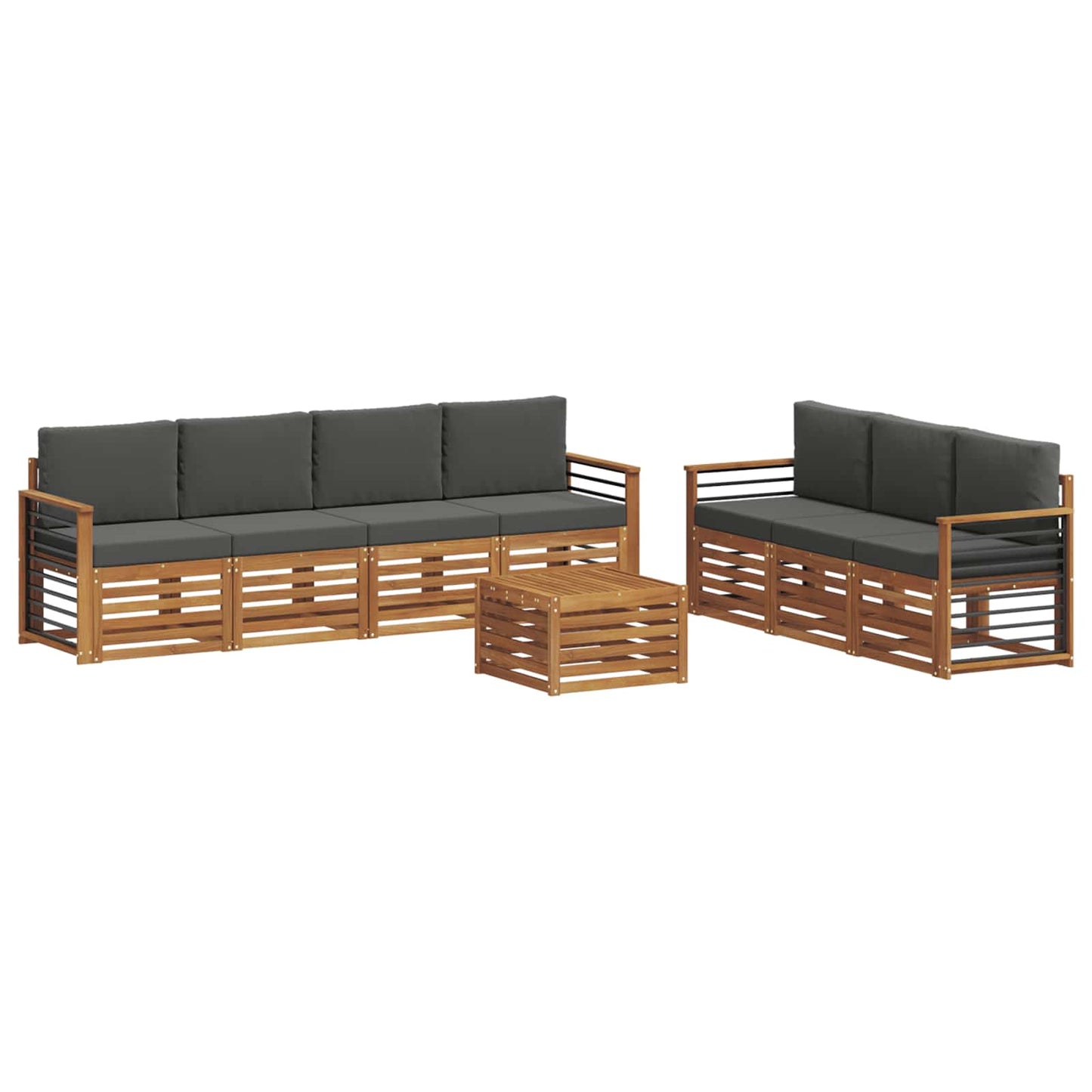 vidaXL Σετ Καναπέ 8 pcs Φυσικό και Ανθρακί Στερεό Ξύλο Ακακίας
