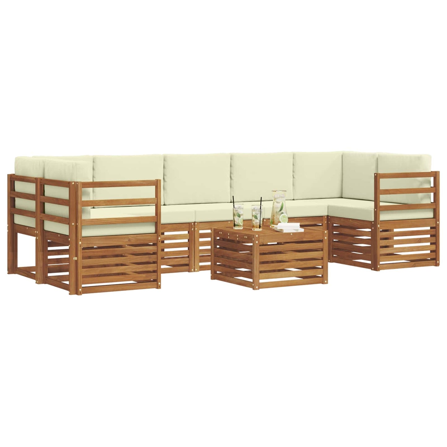 vidaXL Σειρά Καναπέ Εξωτερικού με μαξιλάρι 8 pcs Φυσικό και Κρέμα