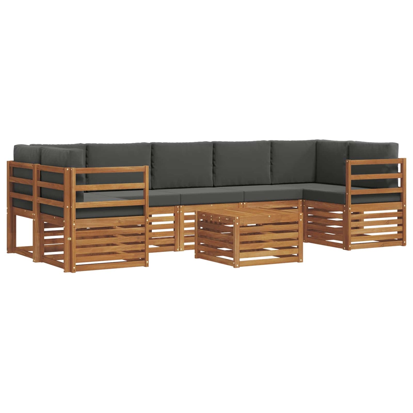 vidaXL Σειρά Καναπέ Εξωτερικού με μαξιλάρι 8 pcs Φυσικό και Ανθρακί