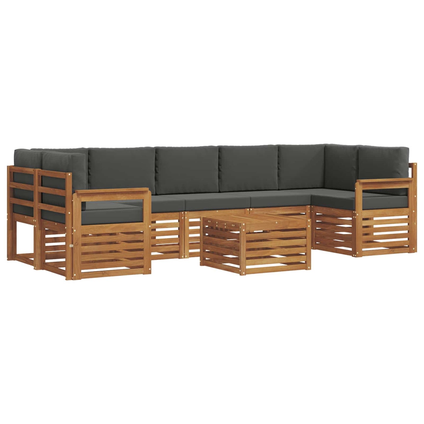 vidaXL Σειρά Καναπέ Εξωτερικού με μαξιλάρι 8 pcs Φυσικό και Ανθρακί