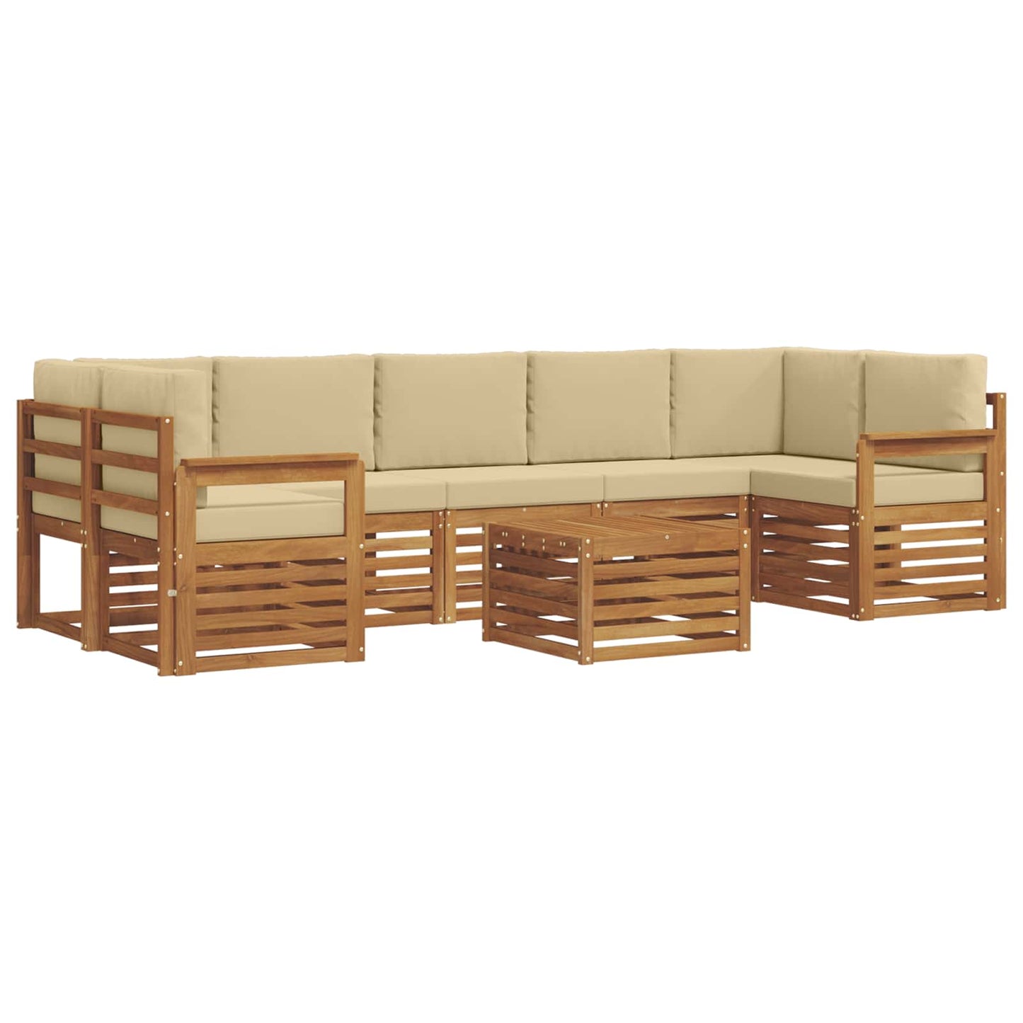 vidaXL Σειρά Καναπέ Εξωτερικού με μαξιλάρι 8 pcs Φυσικό και Μπεζ