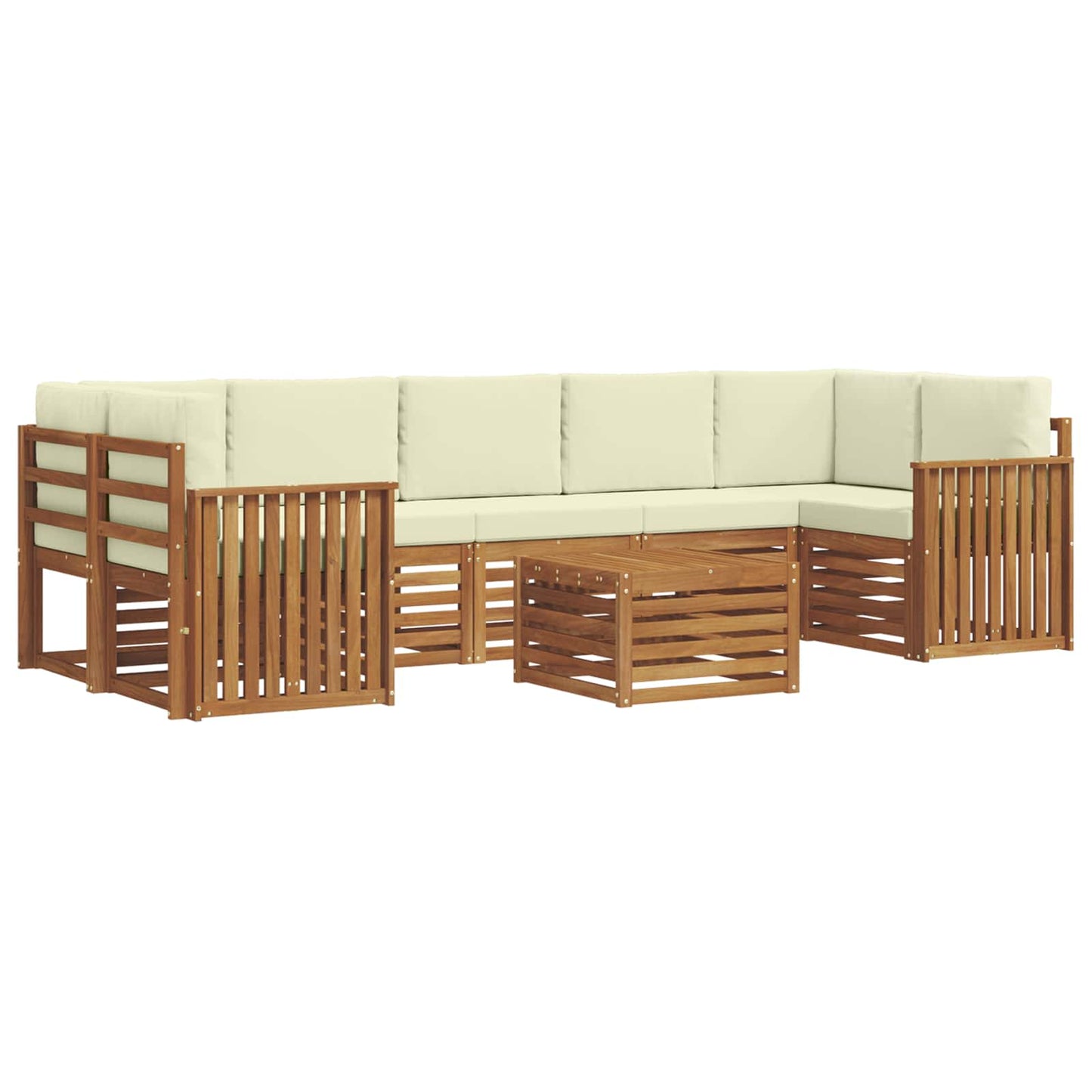 vidaXL Σειρά Καναπέ Εξωτερικού με μαξιλάρι 8 pcs Φυσικό και Κρέμα