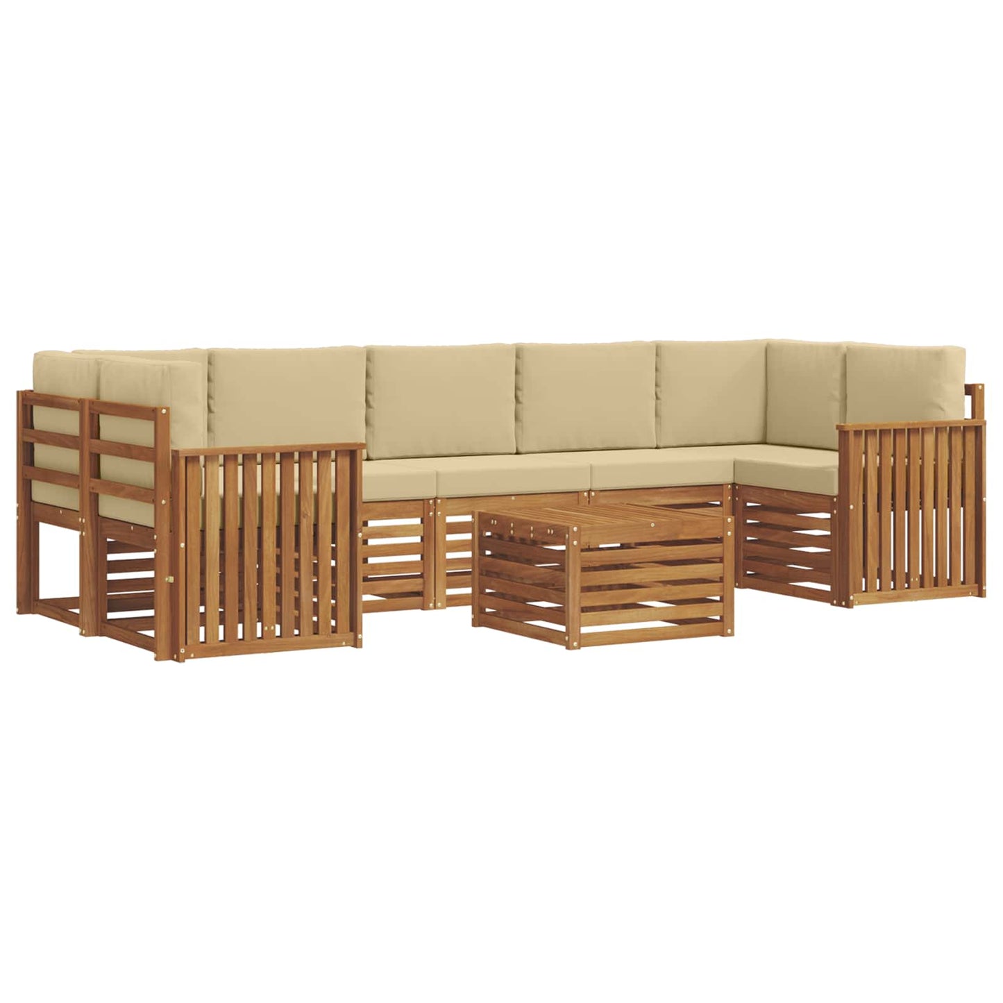 vidaXL Σειρά Καναπέ Εξωτερικού με μαξιλάρι 8 pcs Φυσικό και Μπεζ