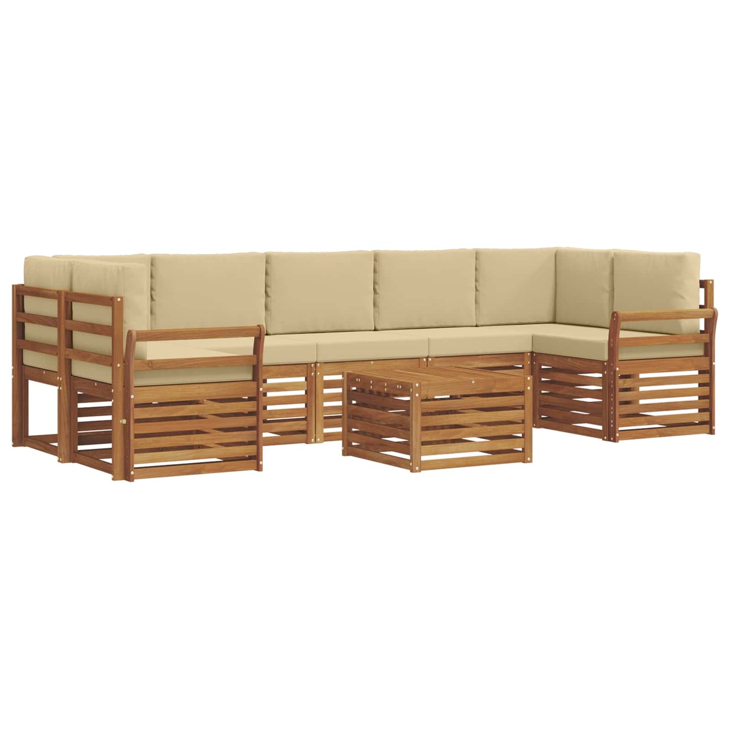 vidaXL Σειρά Καναπέ Εξωτερικού με μαξιλάρι 8 pcs Φυσικό και Μπεζ