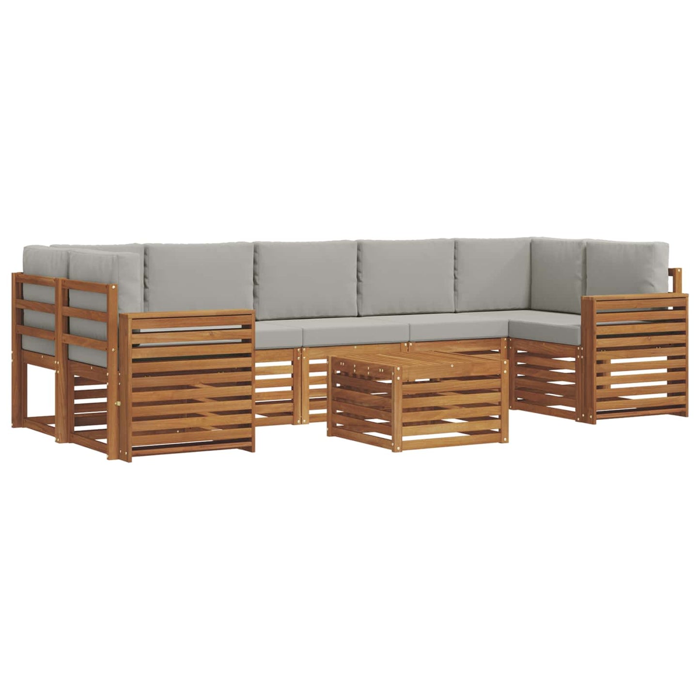 vidaXL Σειρά Καναπέ Εξωτερικού 8 pcs Φυσικό και Ανοιχτό Γκρι