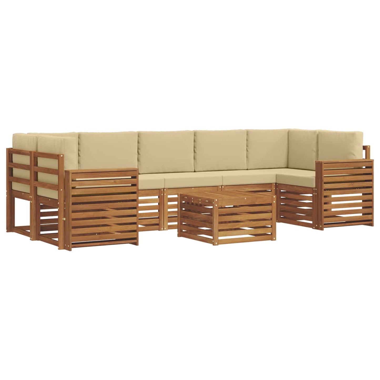 vidaXL Σειρά Καναπέ Εξωτερικού με μαξιλάρι 8 pcs Φυσικό και Μπεζ