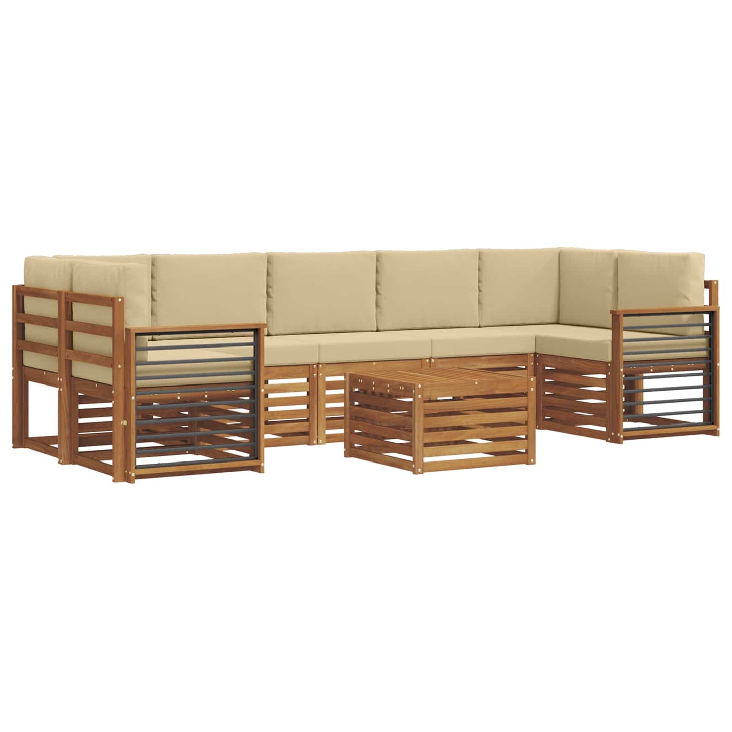 vidaXL Σειρά Καναπέ Εξωτερικού με μαξιλάρι 8 pcs Φυσικό και Μπεζ