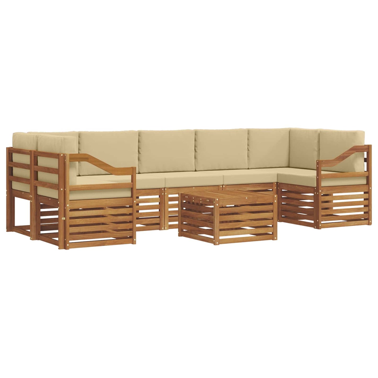 vidaXL Σειρά Καναπέ Εξωτερικού με μαξιλάρι 8 pcs Φυσικό και Μπεζ