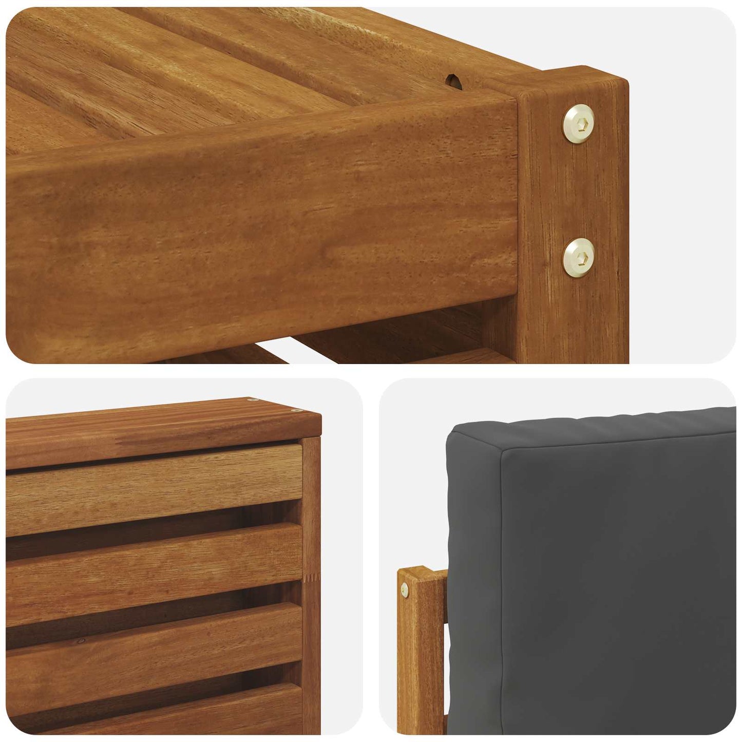 vidaXL Σετ Καναπέ 9 pcs Φυσικό και Ανθρακί Στερεό Ξύλο Ακακίας