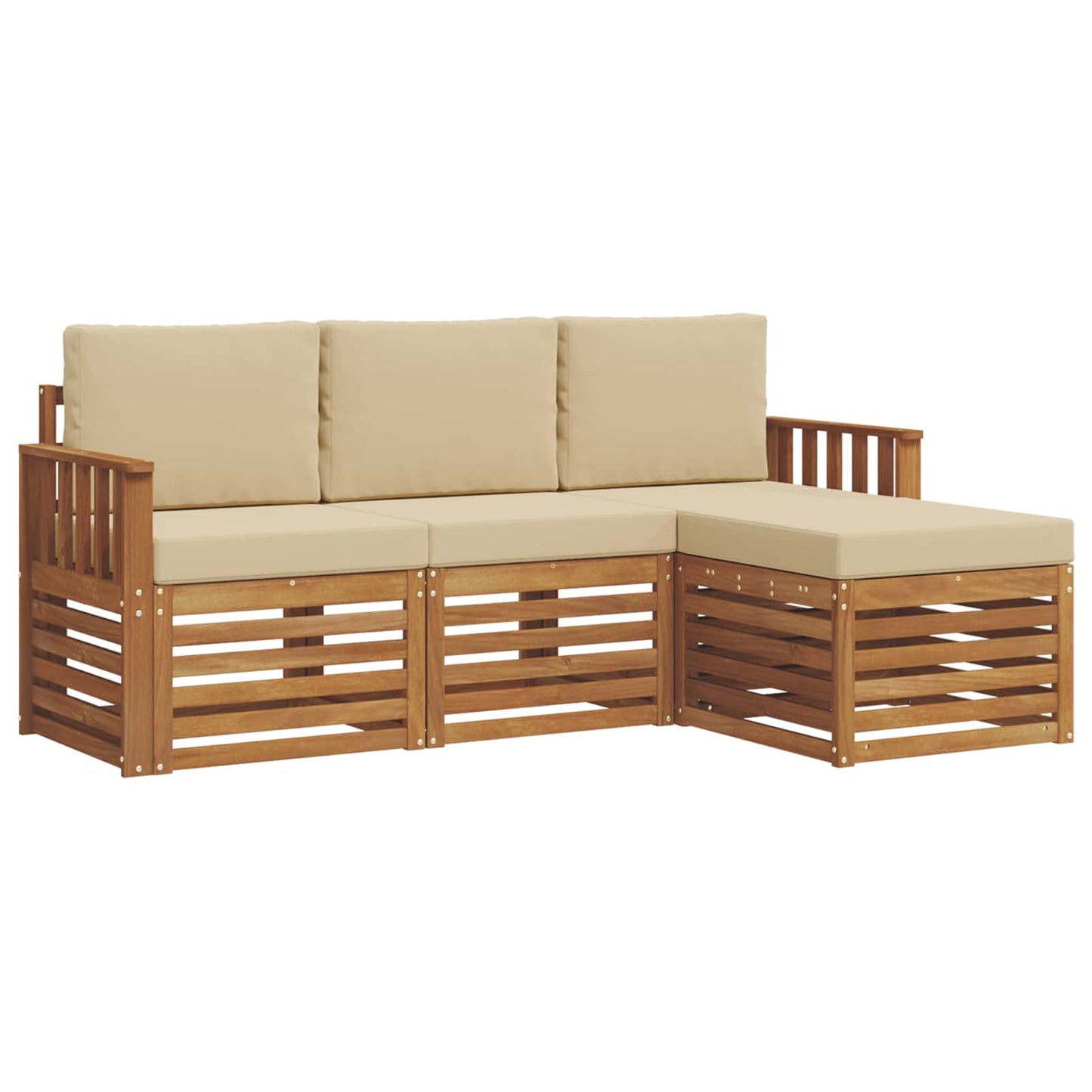 vidaXL Σειρά Καναπέ Εξωτερικού με μαξιλάρι 4 pcs Φυσικό και Μπεζ