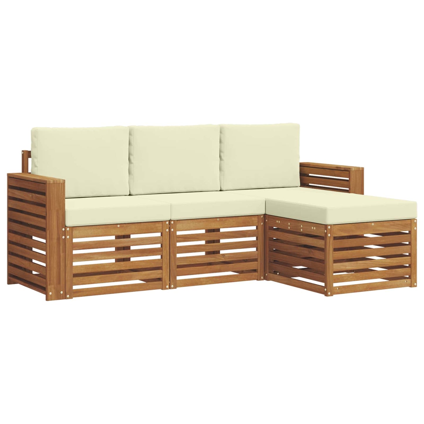 vidaXL Σειρά Καναπέ Εξωτερικού με μαξιλάρι 4 pcs Φυσικό και Κρέμα