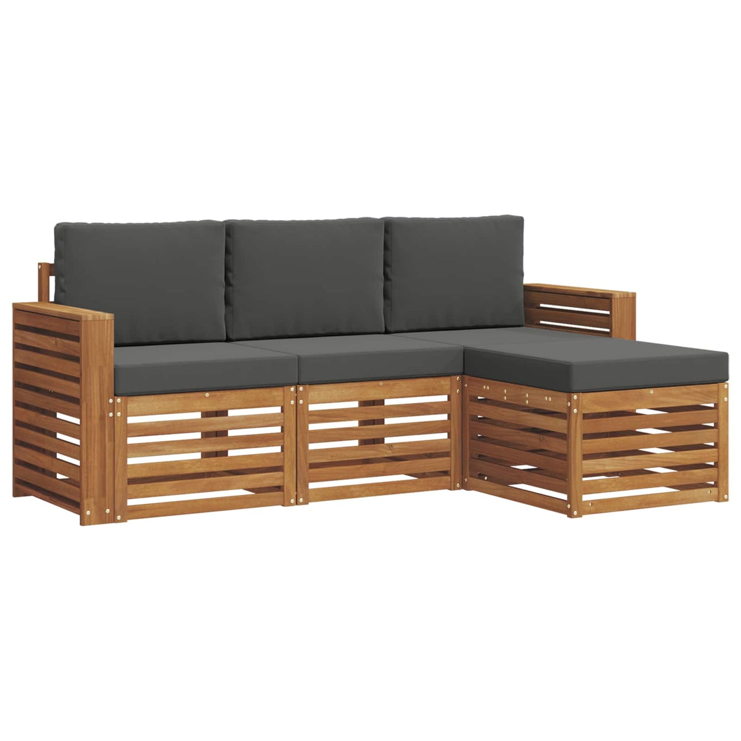 vidaXL Σειρά Καναπέ Εξωτερικού με μαξιλάρι 4 pcs Φυσικό και Ανθρακί