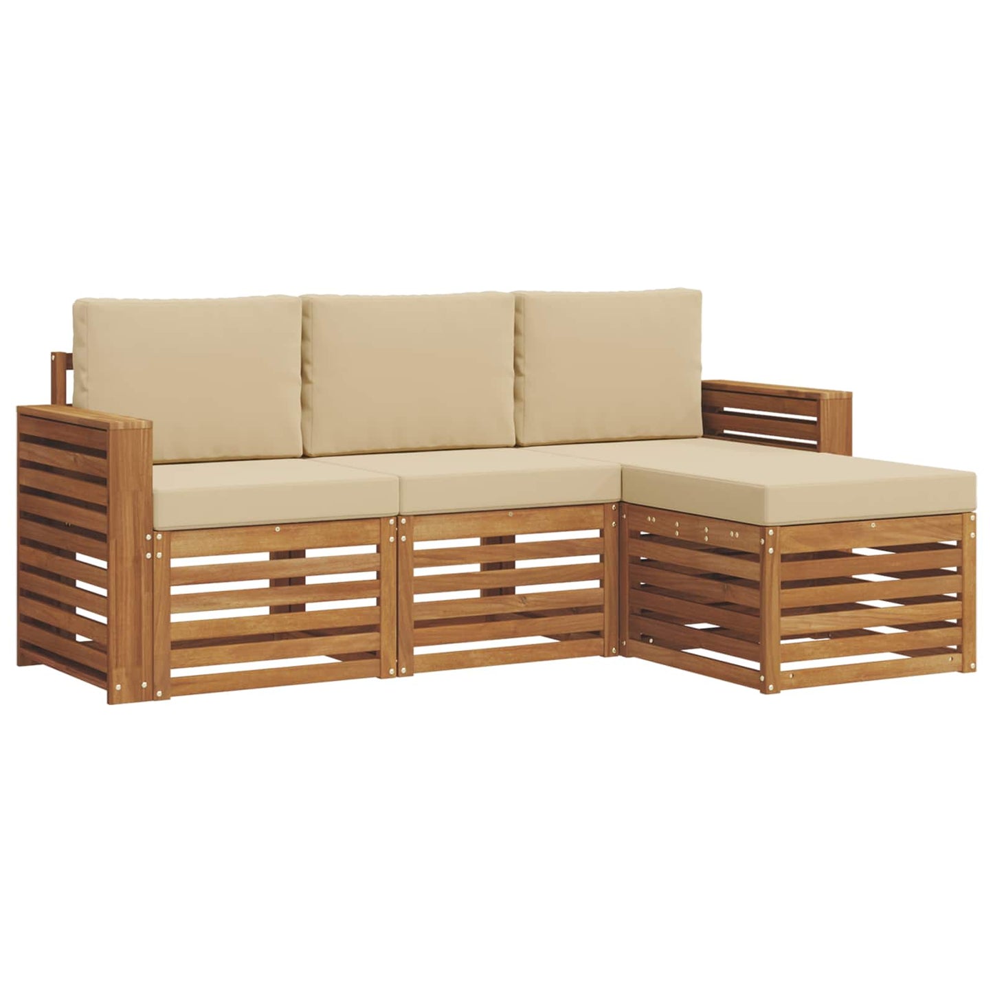 vidaXL Σειρά Καναπέ Εξωτερικού με μαξιλάρι 4 pcs Φυσικό και Μπεζ