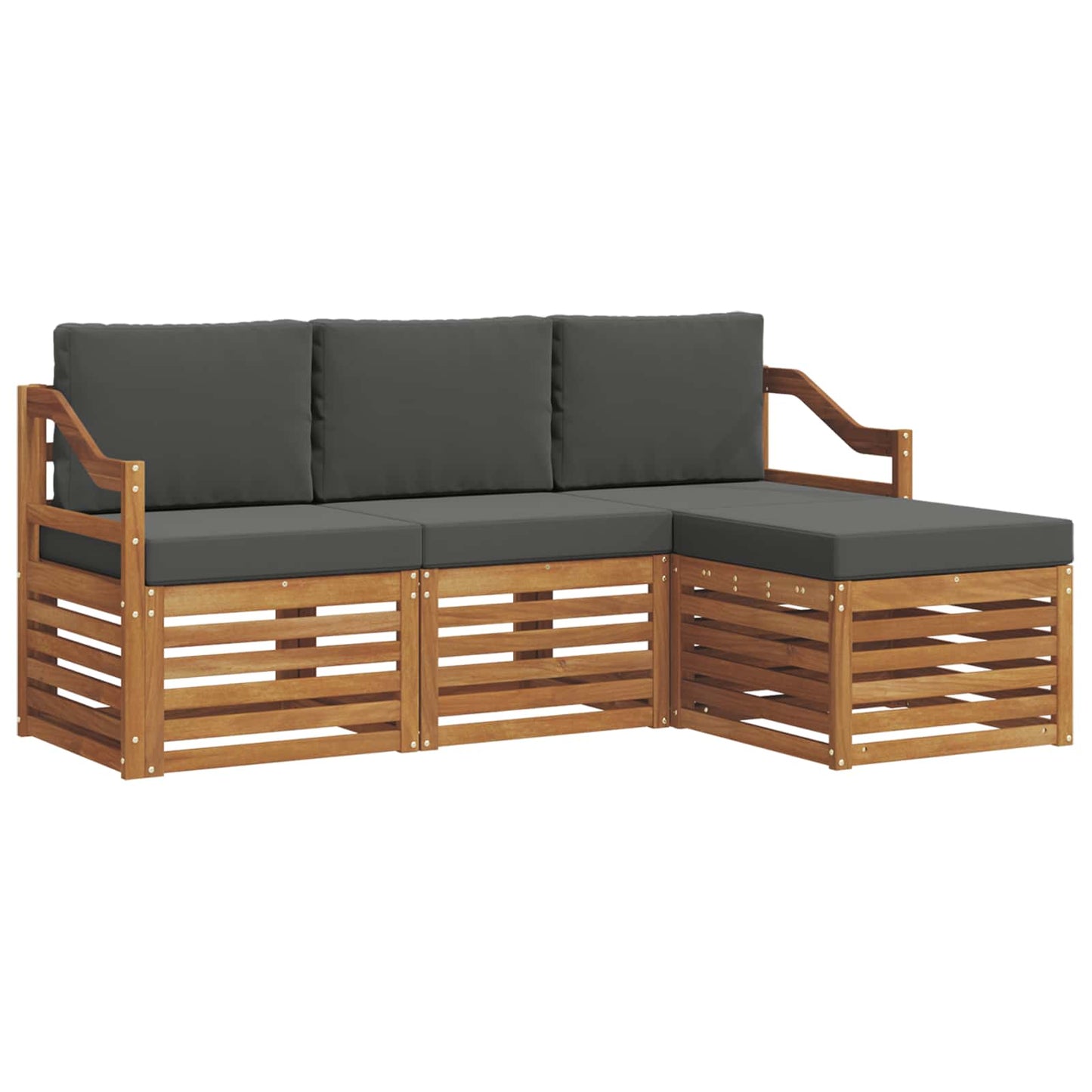 vidaXL Σειρά Καναπέ Εξωτερικού με μαξιλάρι 4 pcs Φυσικό και Ανθρακί