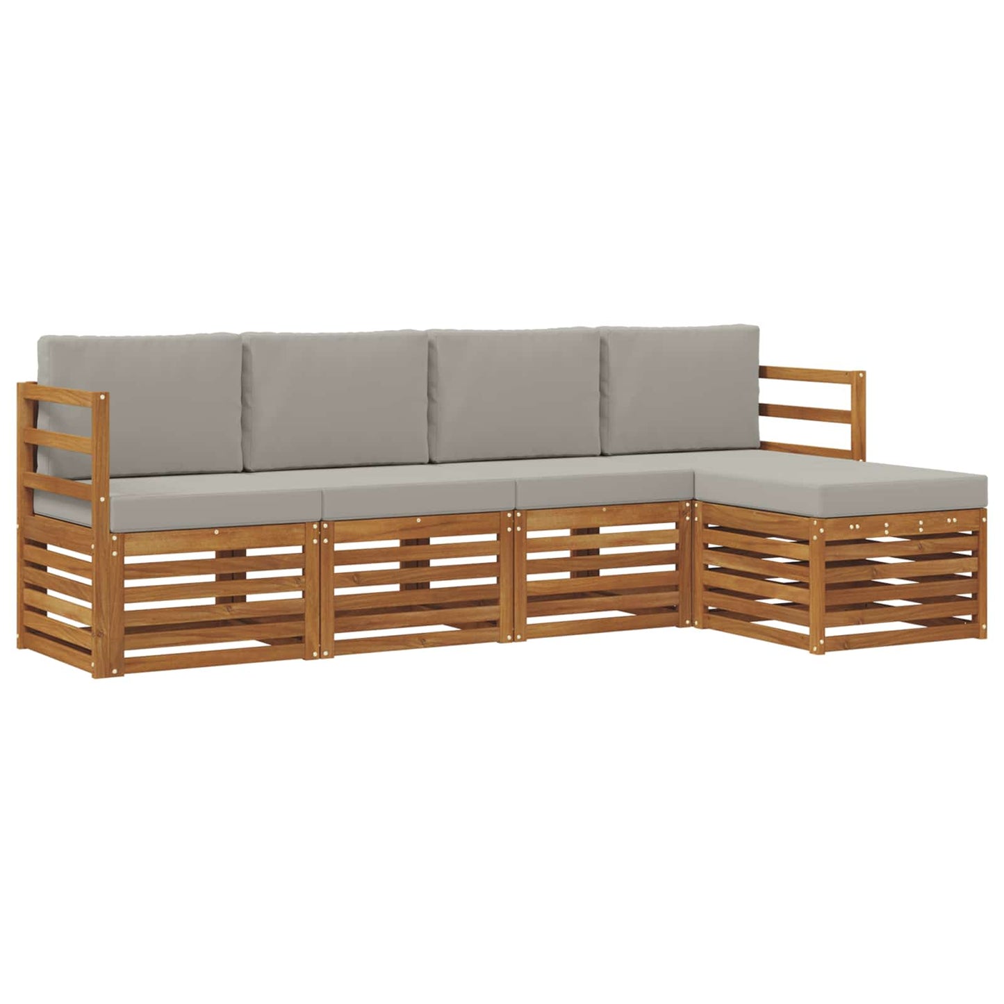 vidaXL Σειρά Καναπέ Εξωτερικού 5 pcs Φυσικό και Ανοιχτό Γκρι
