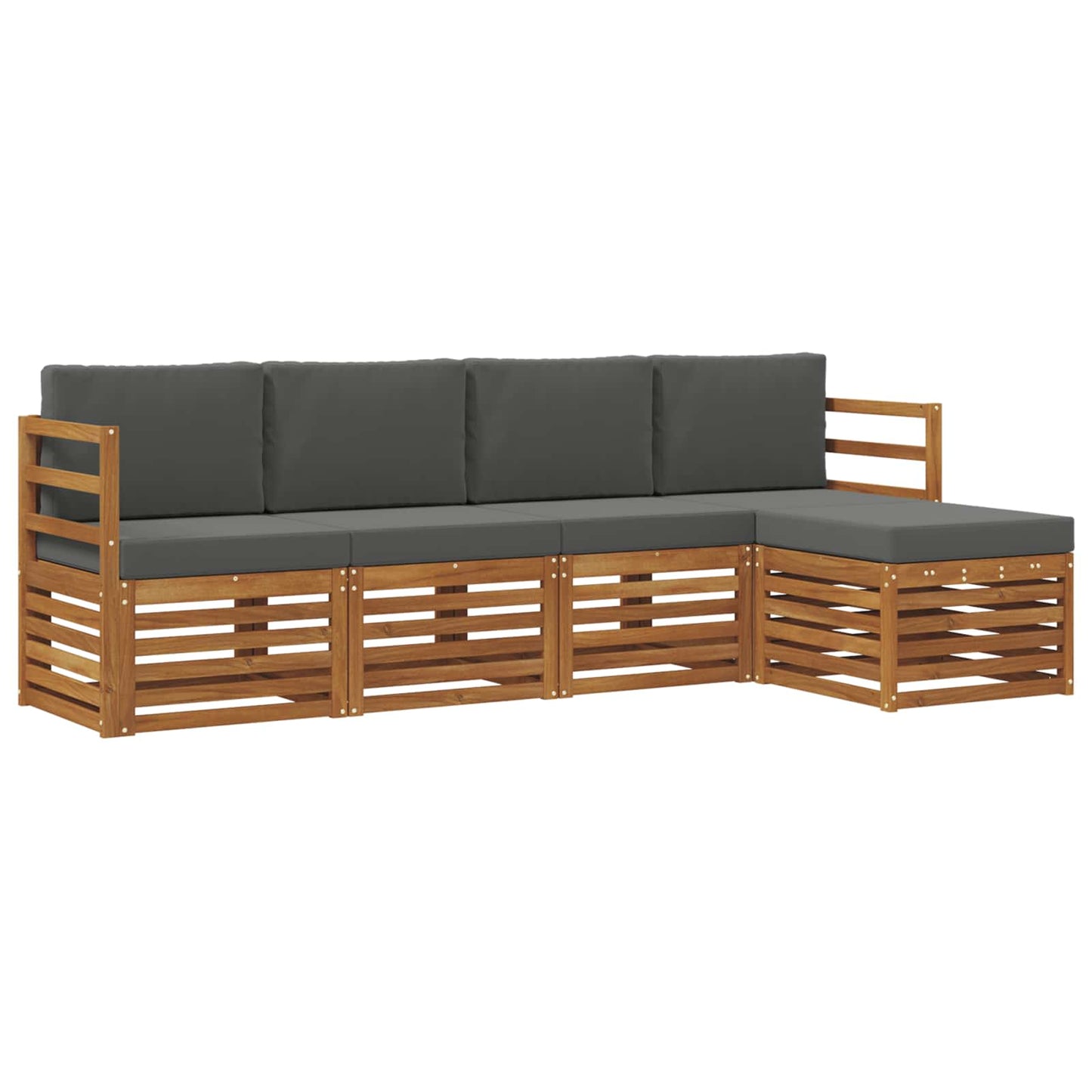 vidaXL Σετ Καναπέ 5 pcs Φυσικό και Ανθρακί Στερεό Ξύλο Ακακίας