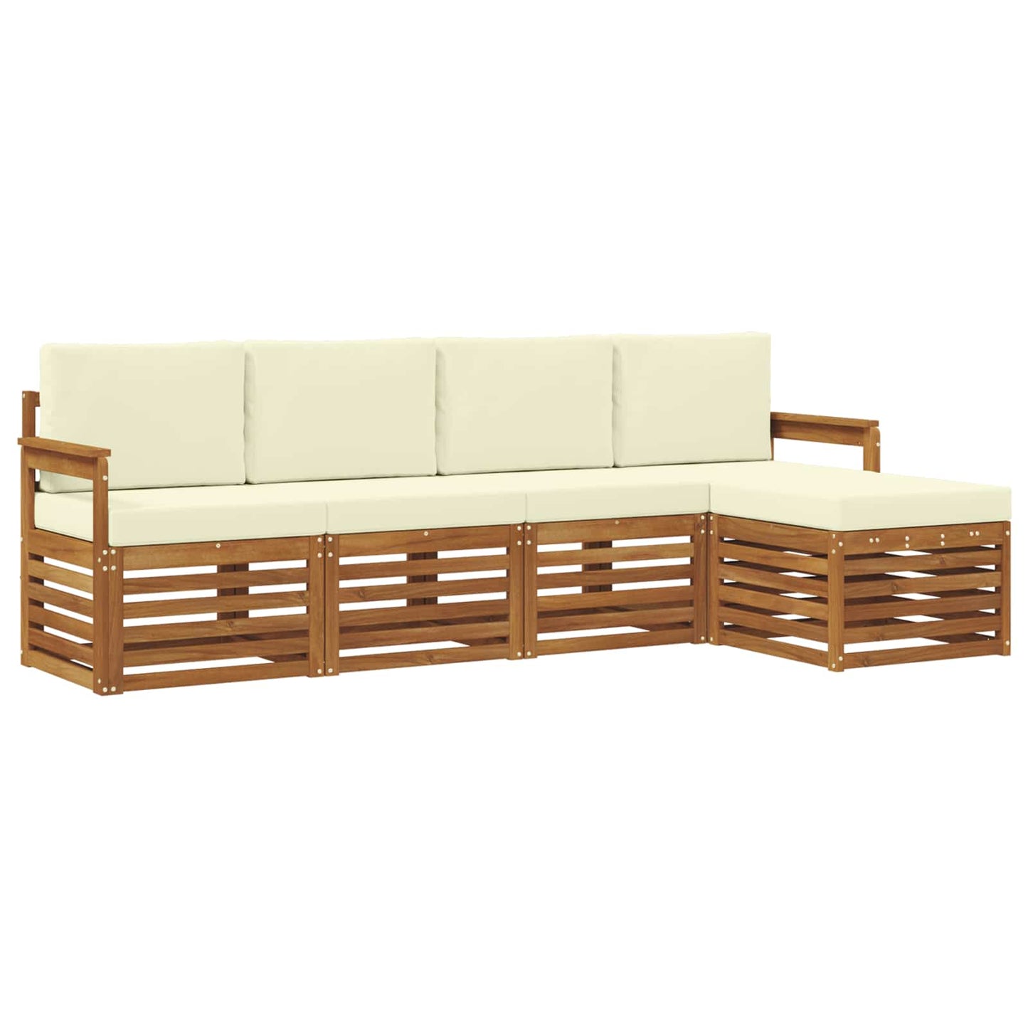 vidaXL Σετ Καναπέ 5 pcs Φυσικό και Κρέμα Στερεό Ξύλο Ακακίας