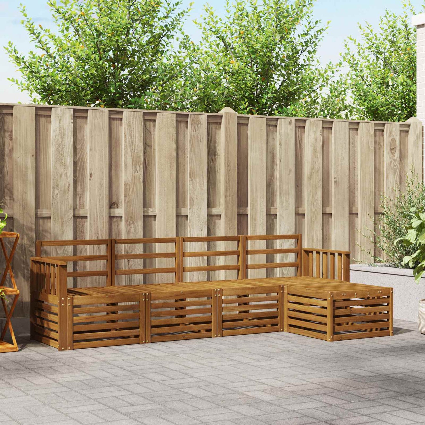 vidaXL Σετ Καναπέ 5 pcs Φυσικό Στερεό Ξύλο Ακακίας