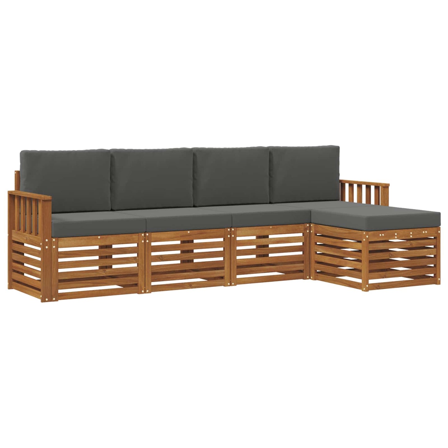 vidaXL Σετ Καναπέ 5 pcs Φυσικό και Ανθρακί Στερεό Ξύλο Ακακίας