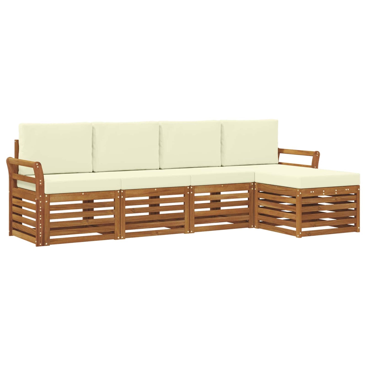vidaXL Σειρά Καναπέ Εξωτερικού με μαξιλάρι 5 pcs Φυσικό και Κρέμα