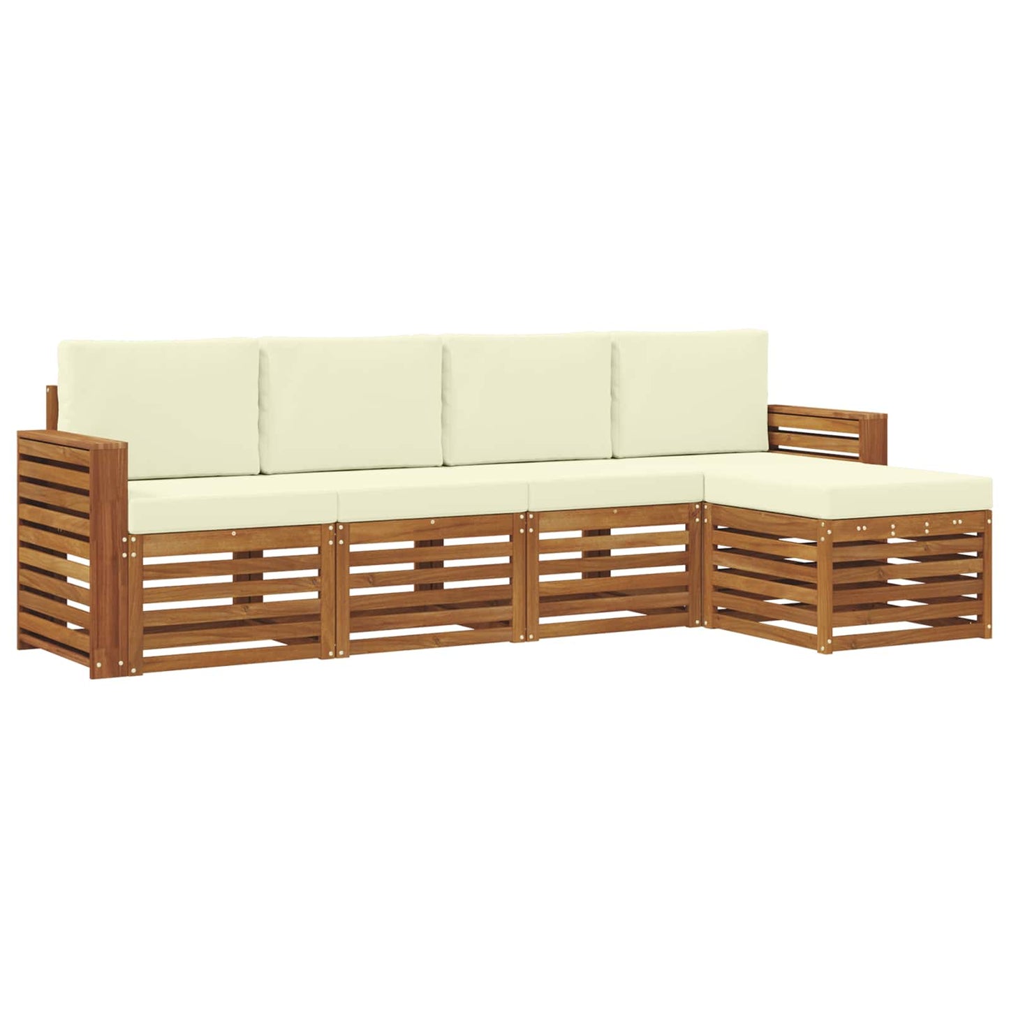 vidaXL Σειρά Καναπέ Εξωτερικού με μαξιλάρι 5 pcs Φυσικό και Κρέμα